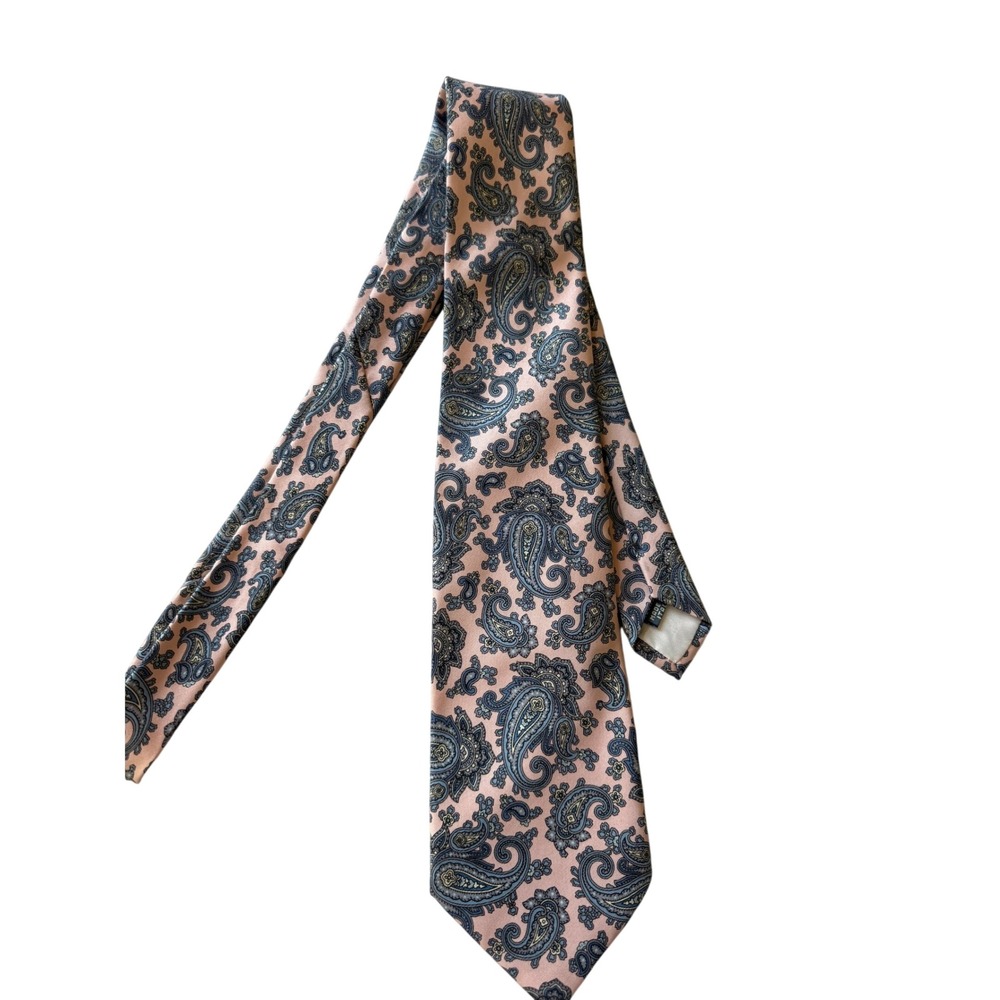 Christopher Hayes Mens Paisley Necktie OS Pink Silk Italy Luxury Business Tie